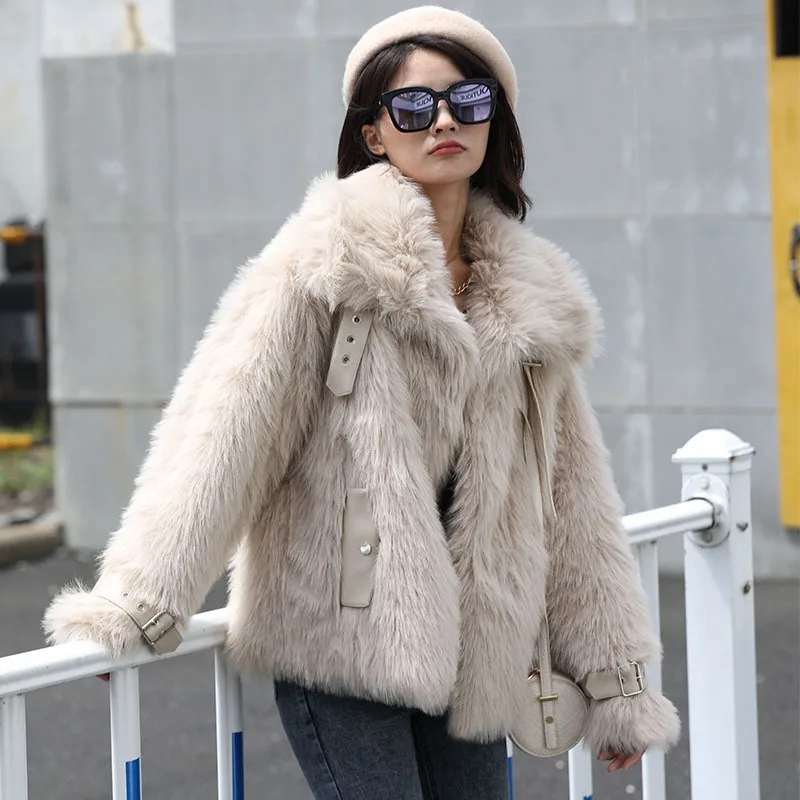 

2023 Autumn Winter New Women Hair Fashion Temperament Commuter Leisure Warm Loose Thick Short-length Imitation Fox Fur Coat