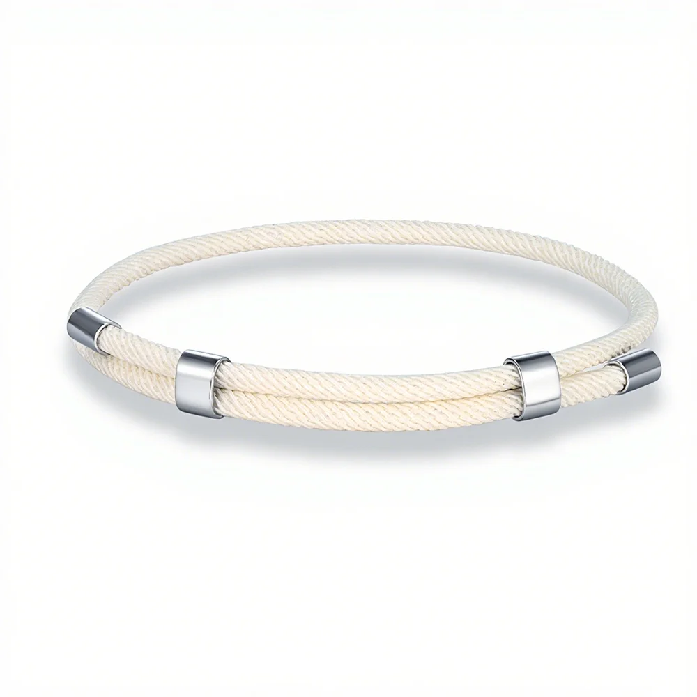 MKENDN Simple Style Men Women Bracelet 3mm Durable Marine Rope With Polished Steel Closure Jewelry Summer Beach Gifts