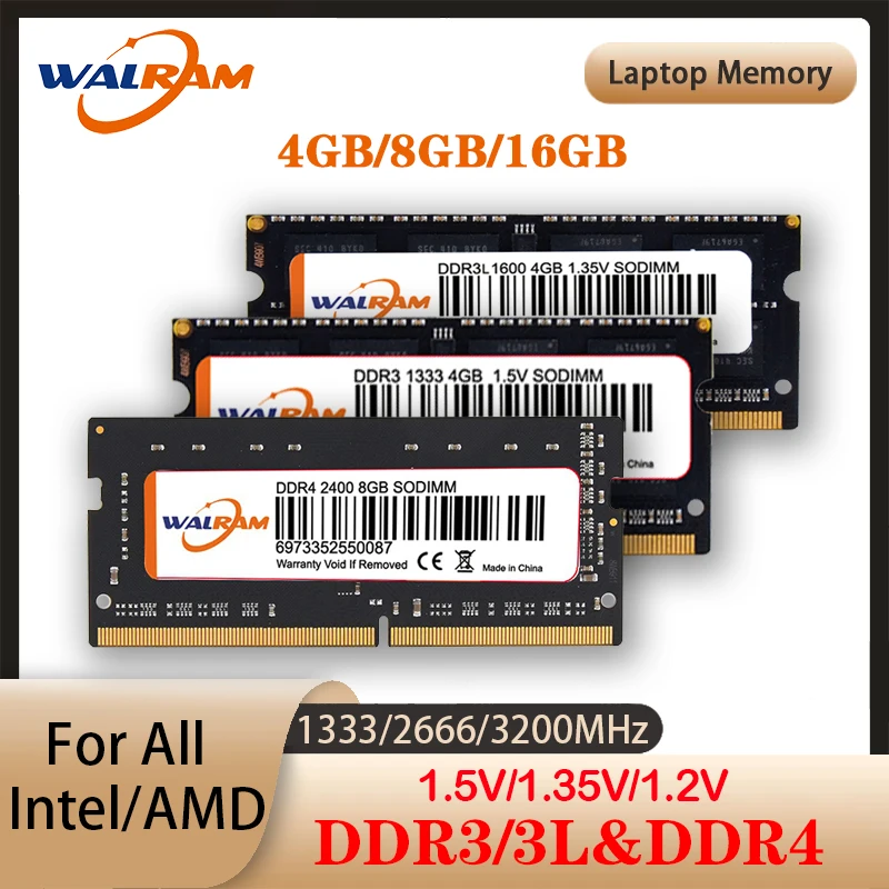 WALRAM DDR3 1600MHZ DDR3L DDR4 Laptop Memory 4GB 8GB 16GB 2400Mhz ...