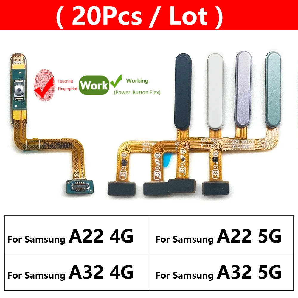 

20Pcs，Fingerprint Sensor Home Return Key Menu Button Flex Ribbon Cable For Samsung A22 A32 4G 5G