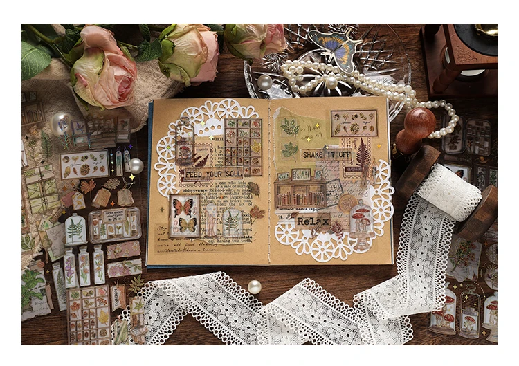 3 teile/paket 3D Vergoldung Handwerk Aufkleber PET Materialien DIY Cut Collage Junk Journal Pflanzen Blumen Dekor Aufkleber Schreibwaren – Detail 9