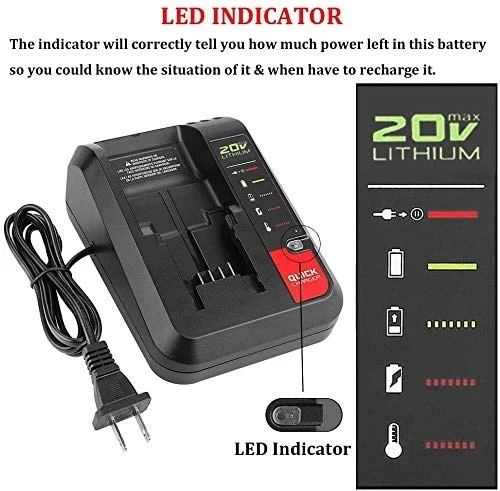 Rapid Battery Charger Compatible with Black Decker 10.8-20V battery and Porter C