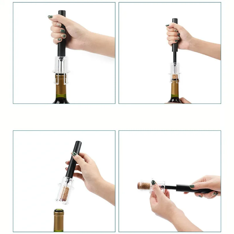 Sleek Air Pump Wine Bottle Opener - Easy Cork Removal Tool & Bar Accessory