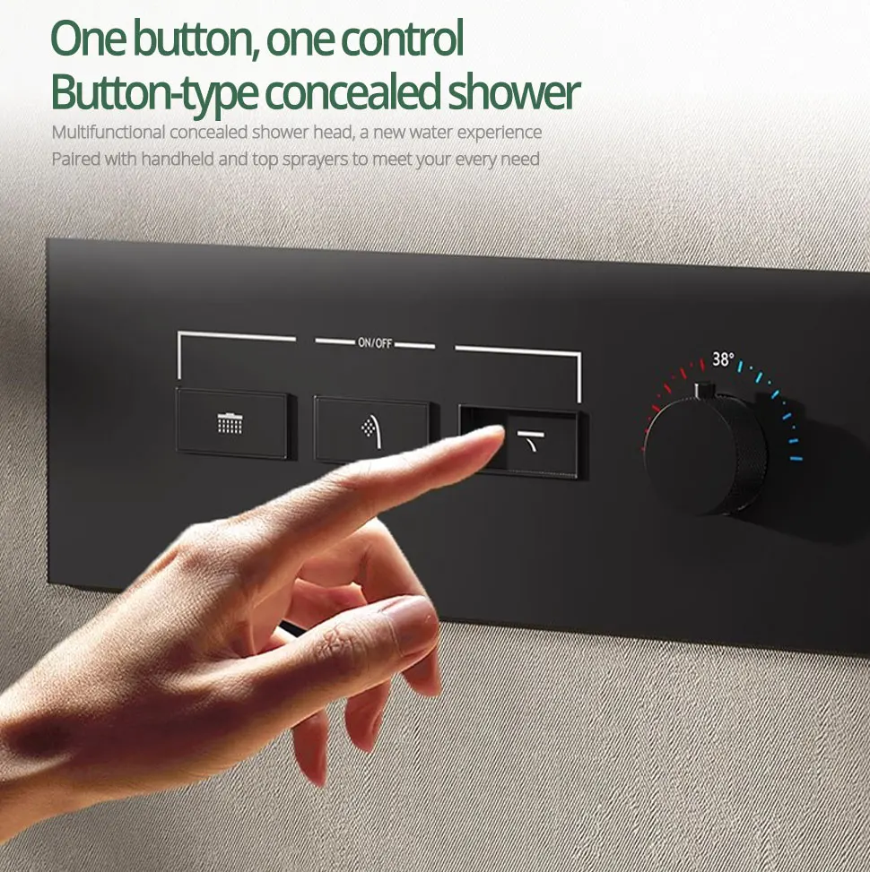 Description Picture 5 of itemWhite Ceiling Shower Faucet Wall Mounted Bathroom Shower Set Recessed Box Digital Display 2 function Control Valve Shower System