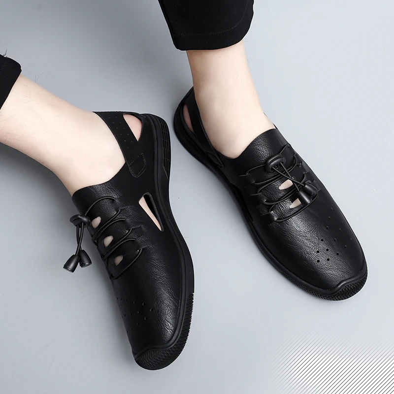 2024 Summer Leather Classic Roman Slipper Outdoor Sneaker Beach Rubber Flip Flops Men Water Trekking Sandals_voghion.com