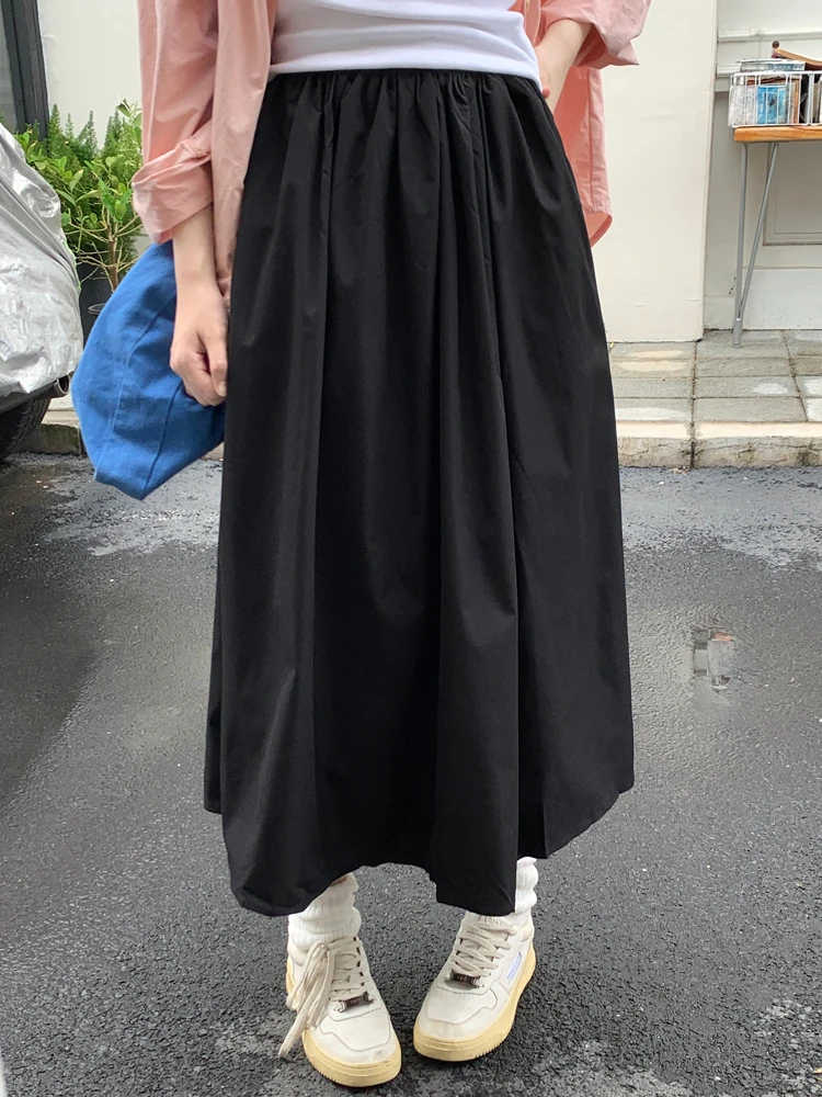 

Korean style high elastic waist Black Long Skirts Woman 2023 autumn Solild A-line Ball Grown Skirts womens (X3093)