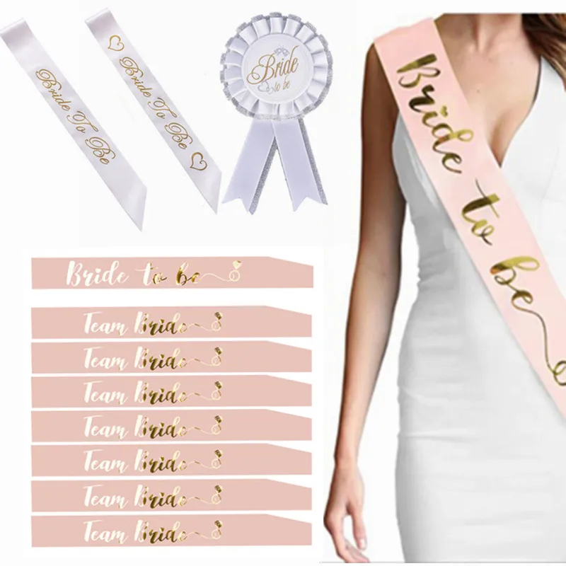 

Team Bride To Be Veil Satin Sash Hairband Bridal Shower Favor Supplies Wedding Decoration Hen Girl Bachelorette Party Supplies