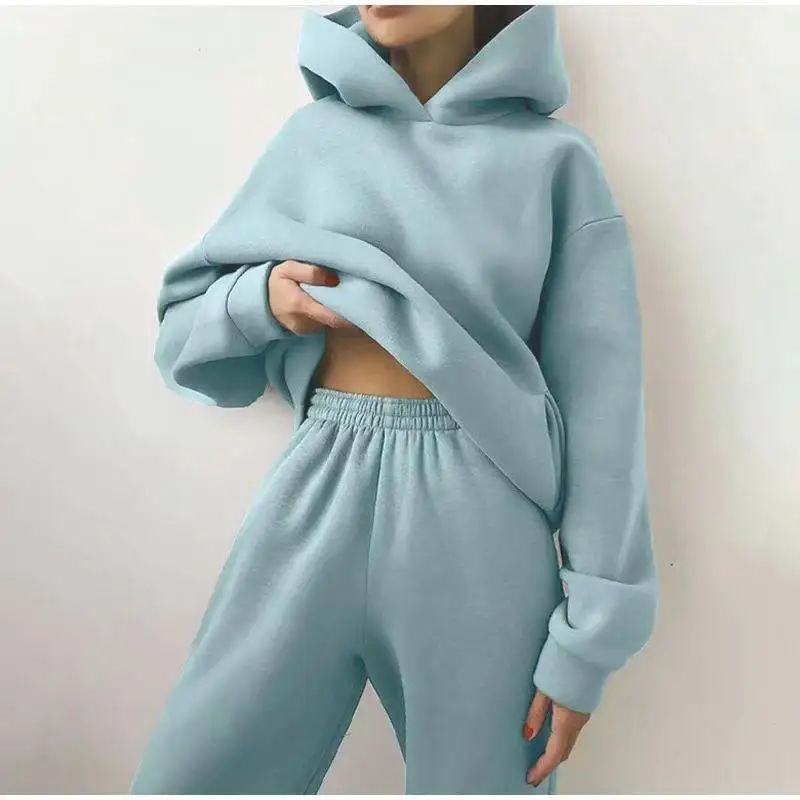 

Hoodie Top 2 Piece Pant Set 2022 Winter Women Outfit Y2K Streetwear Clothes Hoodies Two Piece Set Tracksuit Pullover Jogger