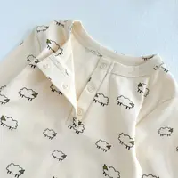 Danish Autumn Children Girls 2PCS Homewear Clothes Set Round Collar Sheep Printed Base Top+pant Pajamas Outfits Baby Girls Suits 4