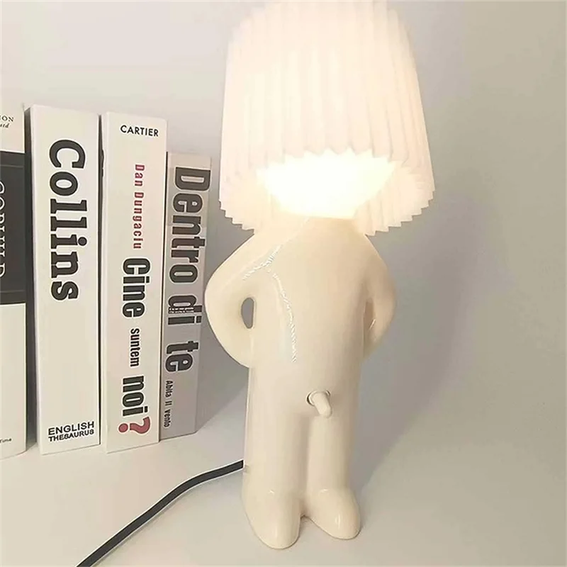 Claeted Naughty Boy Creative Table Lamp Unique LED Pleats Reading Lighting Bedroom Bedside Night Light Children's Gift Led Light Desk Lamp Night Light Led Desk Lamp Mini Led Light