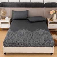 3pcs Printed Sanding Fitted Sheet and Pillowcases Set Elastic Band Around Mattress Cover King Size Bed Cover Juego De Sábanas 5