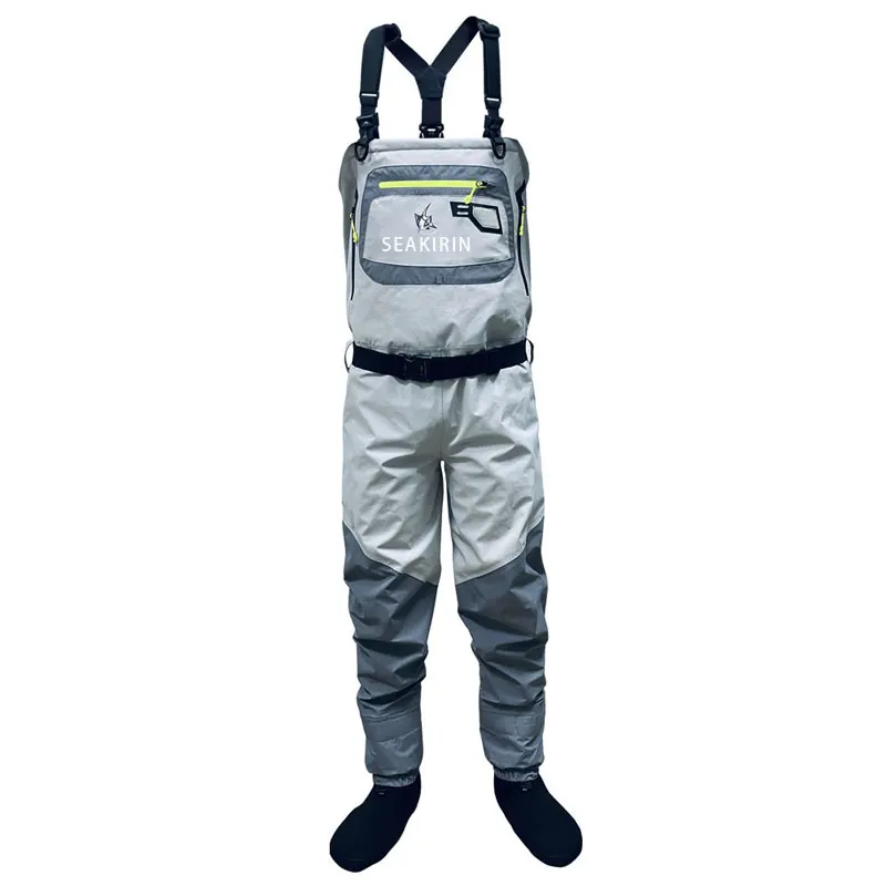 Men's Ultralight Convertible Waders Waterproof Breathable Chest Waist Stockingfoot Wading Pants Clothing for Fly Fishing Hunting