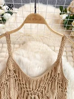 SINGREINY Retro Knitted Camis Bohemian Vacation Beach style Summer Tank 2024 New Women Strap Sleeveless Long Tassel Tops - Image 4