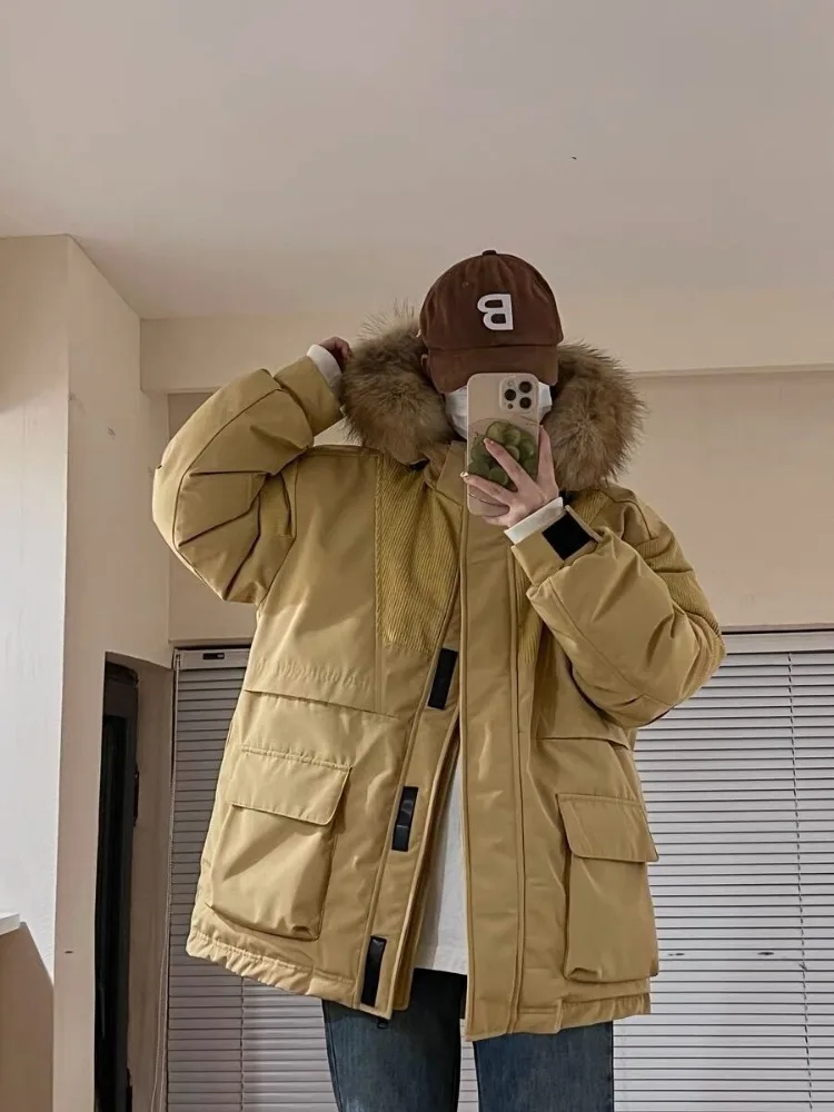 Winter Warm Down Jacket Women Clothing Fluffy Puffer Jackets Thick Down Coat Hooded Patchwork Korean Outerwear Parkas Loose New