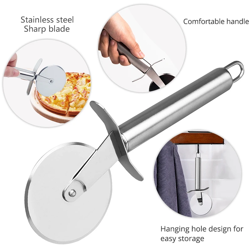 Stainless Steel Pizza Wheels Cutter Round Pizza divider & Knife Pastry Pasta Dough Kitchen Tools Baking Cutting Tools pizza cutter roller cutter pizza knife