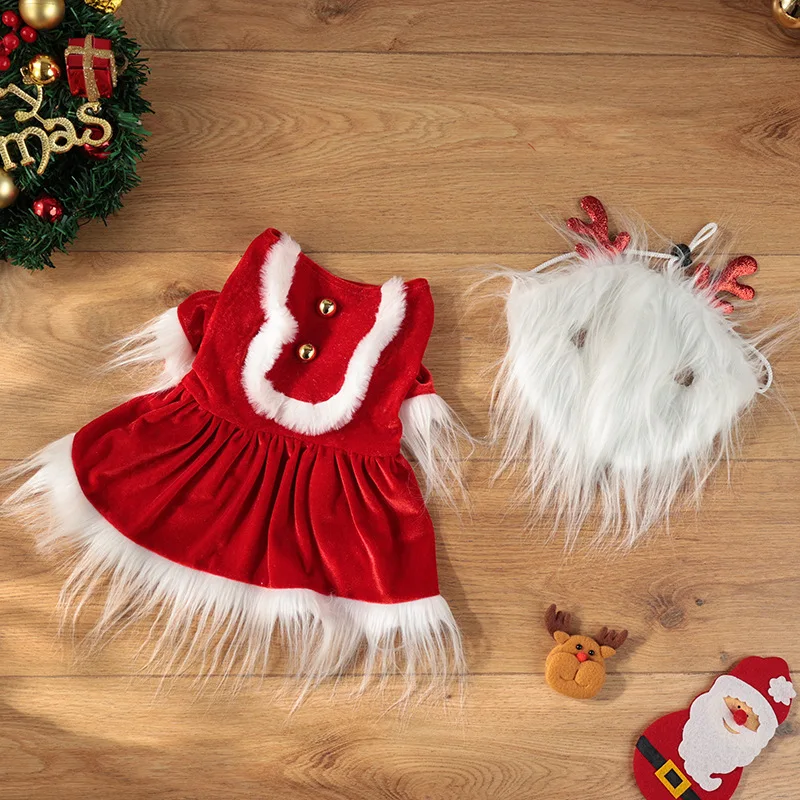 Pet Clothes Christmas Party Set Holiday Dress Up Funny Small and Medium Dog Clothes