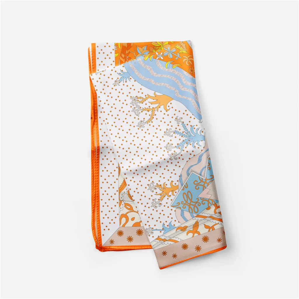 53cm Marke Dot Tiere Quadrat Schal Frau Neue Design Silk Schal Frauen Bandana Luxus Stirnband Hijab Foulard Halstuch – Detail 15