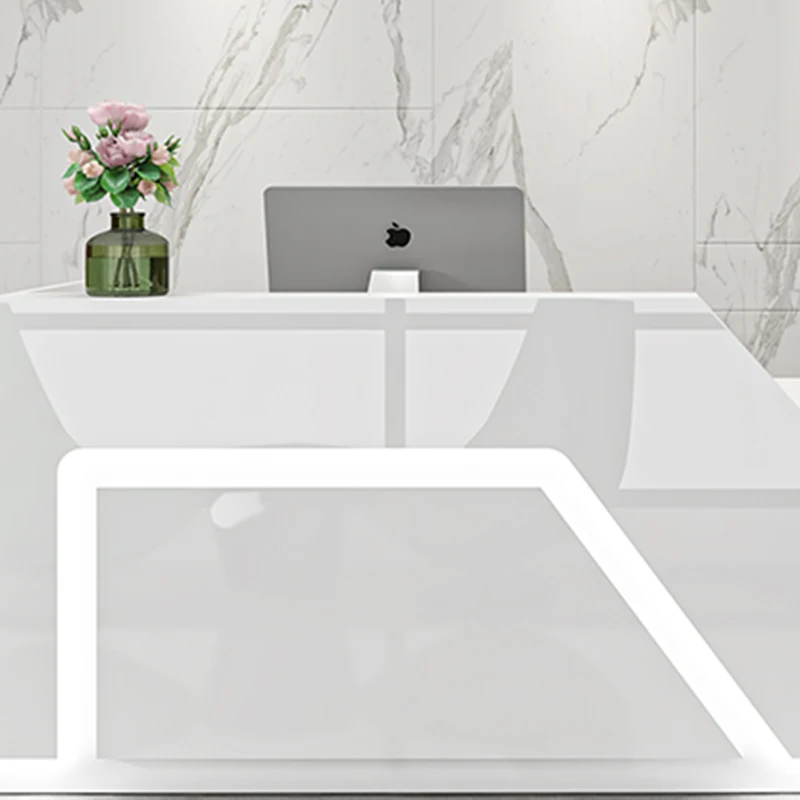 Modern White Reception Desks Office Checkout Counter Bar Counter Cabinet Woman Mostrador Negocio Size