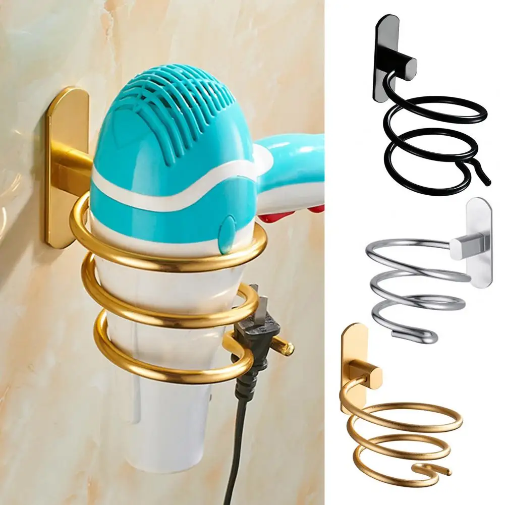 Wall-mounted Hair Dryer Stand Adhesive Great Load Bearing Anti-slip Stainless Punch-free Hair Blower Holder Hair Dryer Organizer 5