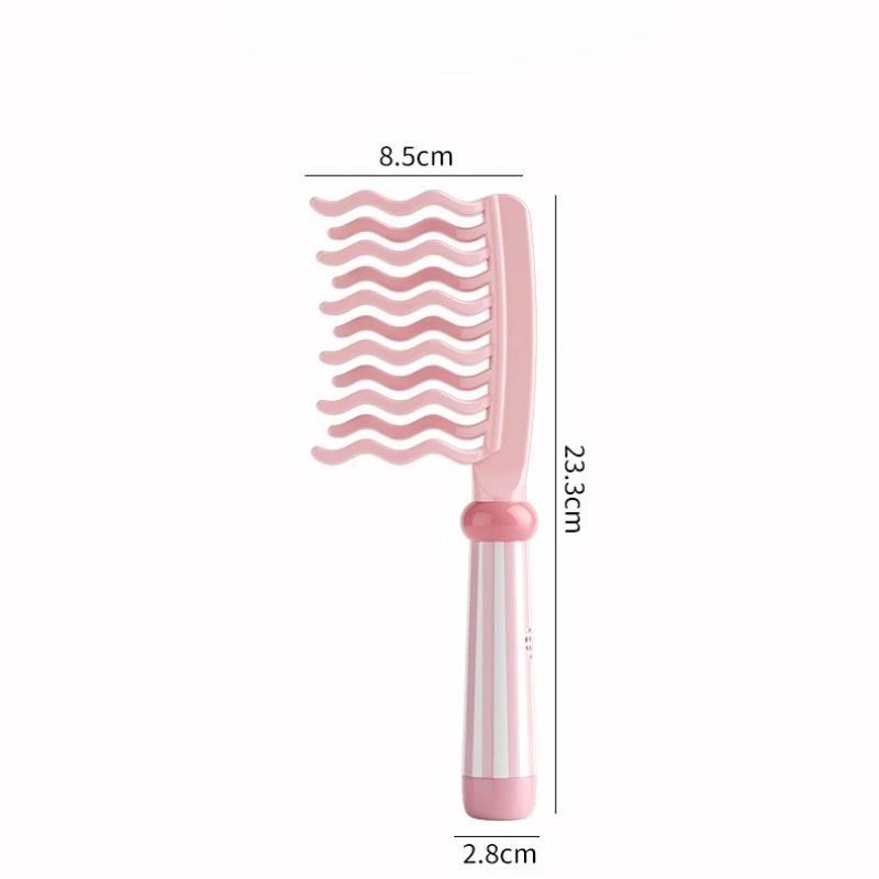 손잡이가 있는 이중 줄무늬 웨이브 톱니 컬링 빗, 두피 마사지 빗, 볼륨업 및 정전기 방지 컬링 스타일링 빗 (헤어 살롱용)