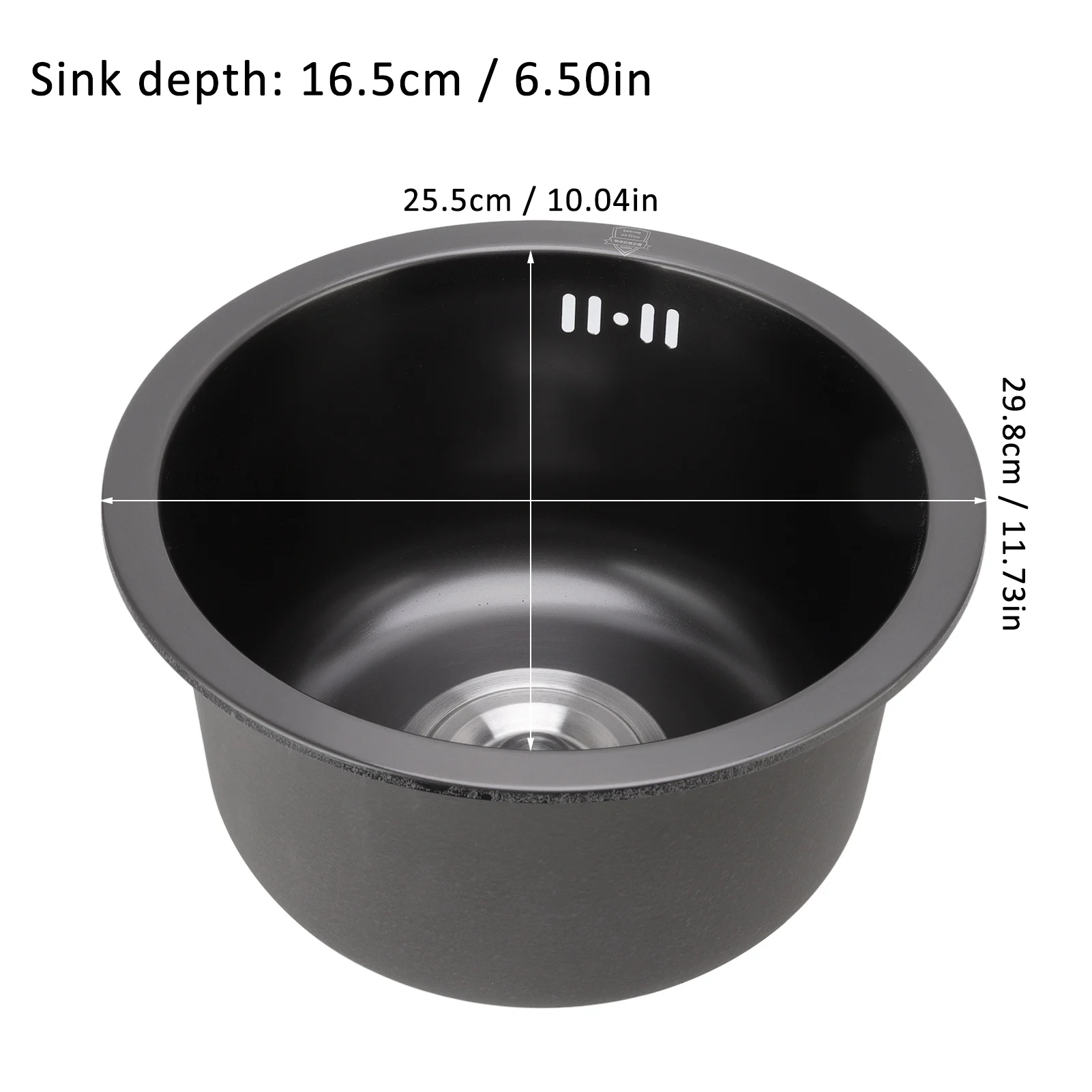 Mini Round Kitchen Sink Bar Stainless Steel Basin Single Bowl with Drain Accessories for Home