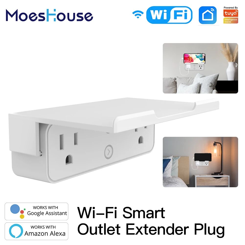 Wifi Tuya Smart Us Extender Presa Multipla Ripiano Con 2 Prese Splitter Smart Life App Control Funziona Con Alexa Google
