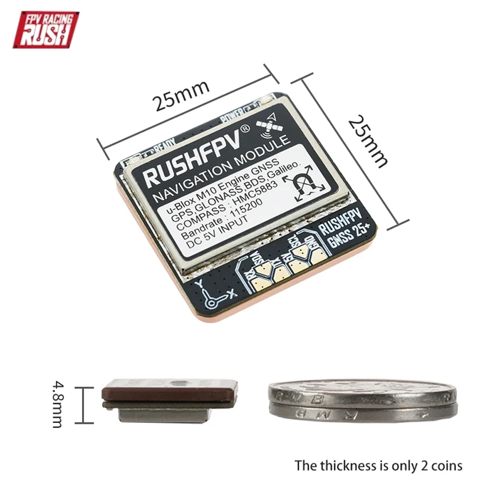 Module GPS GNSS uBlox M10 pour drone FPV, version Pro Compass, avec antenne céramique et câble.