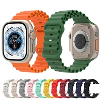 for Apple Watch Ultra 1 2 49mm Ocean Silicone Strap for iwatch Series 9 8 7 6 42mm 44mm 45mm 49mm Breathable Bracelet Wristband 1