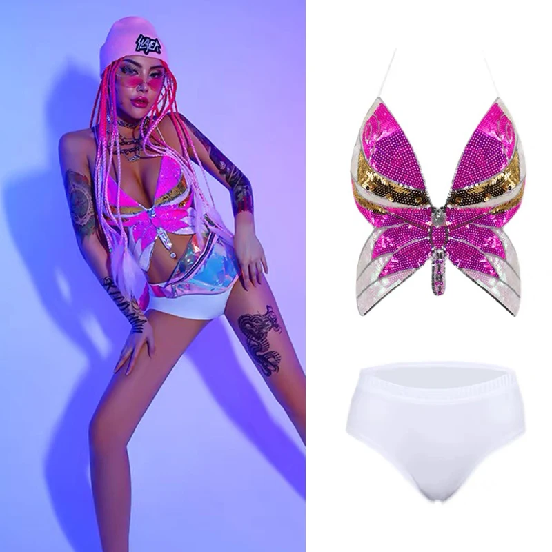 

Women'S Group Performance Stage Outfits Sequin Bikini Sets Hiphop Clothing Nightclub Gogo Dancers Costumes Rave Clothes DQS7777