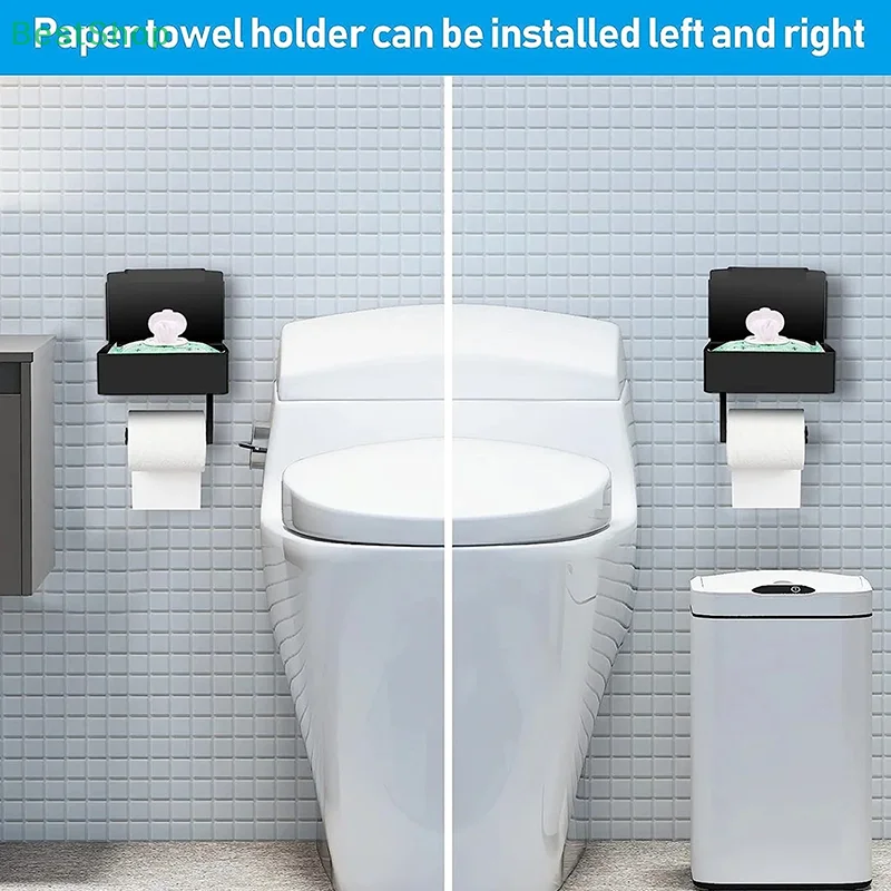 Wall Mounted Toilet Paper Holder With Shelf And Storage Box Multi-function Wipes Dispenser Fits For Bathroom Wipe Storage