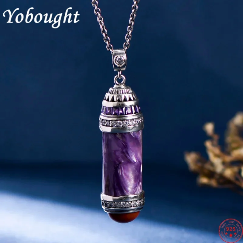 s925-sterling-silver-pendants-for-women-new-fashion-micro-zircon-charoite-beads-redsouth-agate-punk-jewelry-free-shipping