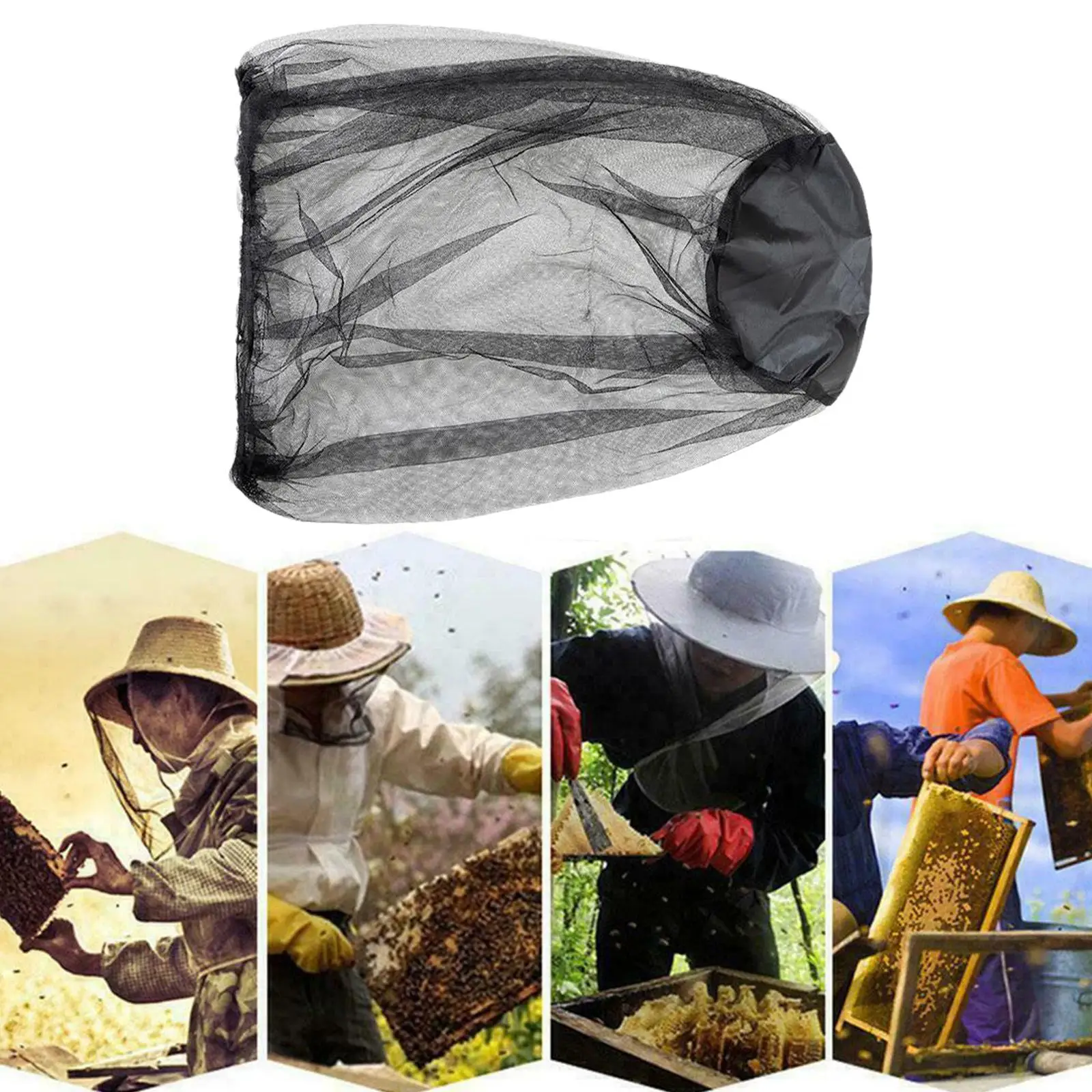 New 1pcs Bee Keeping Anti Flying Catkin Net Gauze Cap 70D Mesh Protector Hood Camp Fishing Catkin Insect Mesh Nylon Hat Net