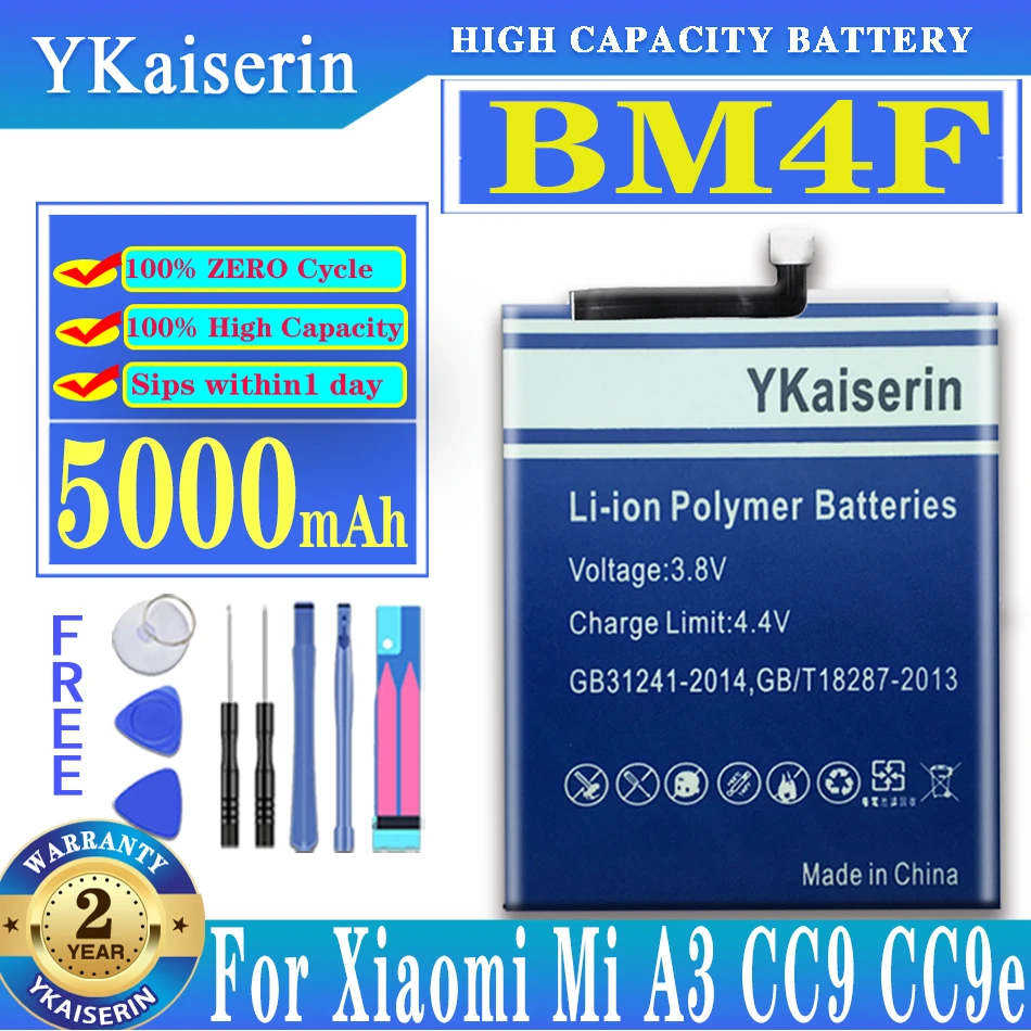 

YKaiserin BM4F 5000mAh Mobiele Phone Battery For Xiaomi Mi A3 Mi A3 For Mi9 Lite mi9lite / CC9 CC9e BM 4F Battery + Tools