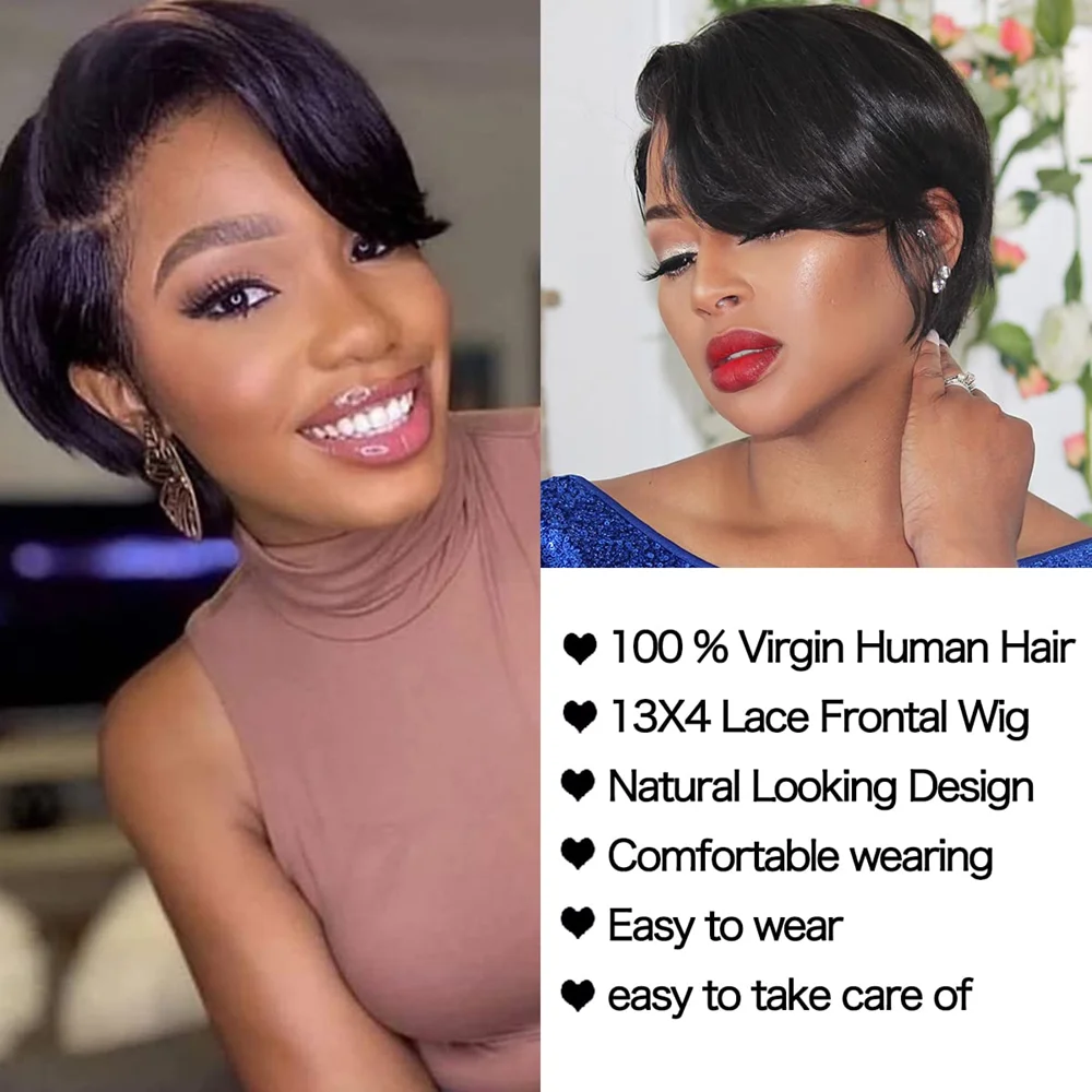 6inch Pixie Cut Lace Front Wigs Human Hair 13x4 Lace Front Wigs Human Hair Short Bob Wigs Straight Lace Front For Black Women