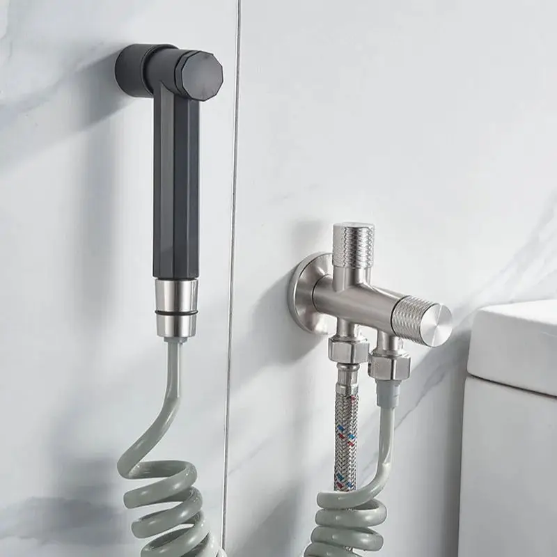 304 Stainless Steel Bathroom Handheld Toilet Bidet Faucet Nickel/Black Bathroom Wall Bidet Spraye Set Cleaning Shower Head