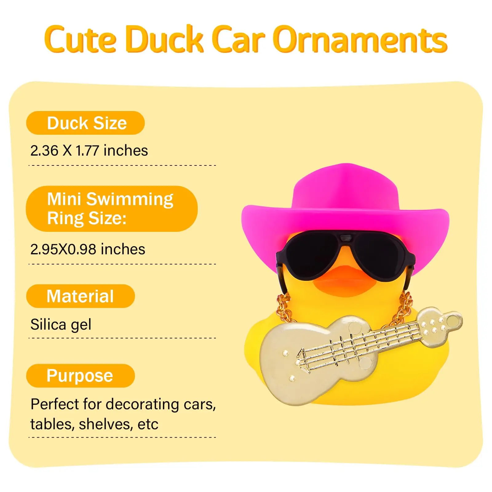 Car Rubber Duck Car Duck Decoration Dashboard Car Ornament for Car Dashboard Decoration Accessories 2