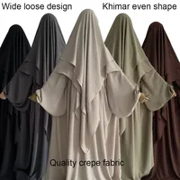 2 Piece Set Balloon Abaya Khimar Soft Jazz Crepe Muslim Islam Women Eid Ramadan Wholesale Modest Wide Prayer Hijab Dress Jilbab