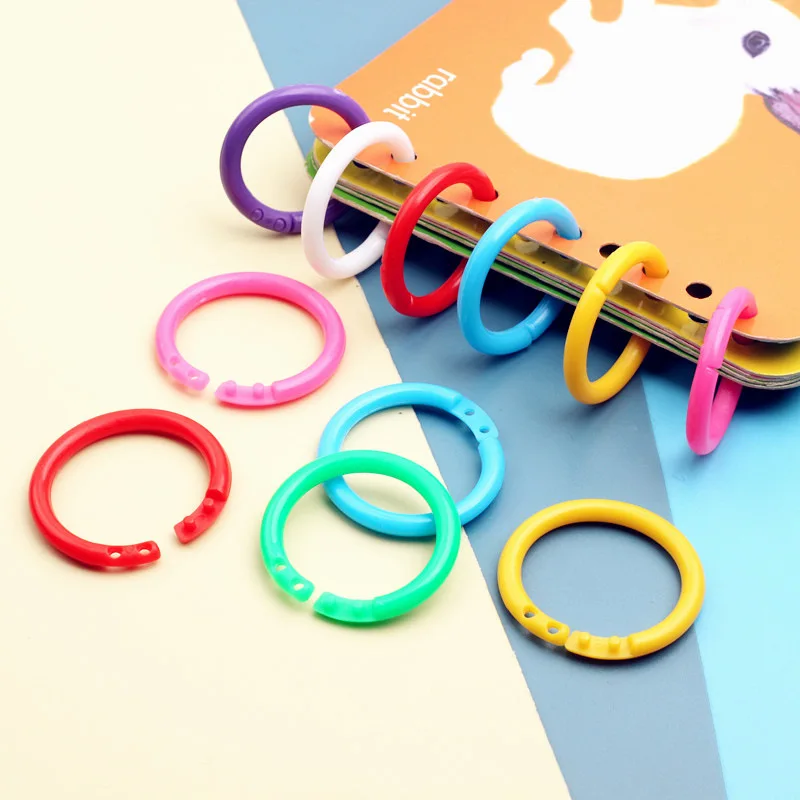 Plastic Binding Rings Book Binding Supplies 50Pcs/Bag Plastic Colors Ring Binder 15mm DIY Albums Loose-leaf Book Hoops Opening Office Binding Supplie Photo Album