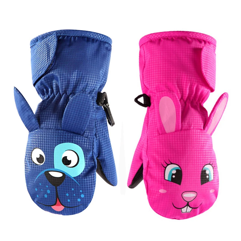 Cute Baby Winter Gloves for Skiing Cartoon Dog Bunny Waterproof Children Ski Gloves Snowboard Outdoor Winter Kids Mittens 1-6Y, winter gloves,ski gloves,baby mittens