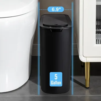 5 Gallon Automatic Bathroom Trash Can, Touchless Motion Sensor Garbage Can with Lid, Smart Plastic Slim Wastebasket for Bathroom 3