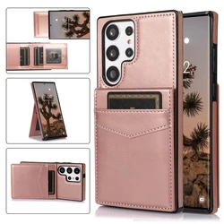 Elegant Solid Color Leather Wallet Case with Card Flip and Bracket - Galaxy S22 Plus (Rose gold)