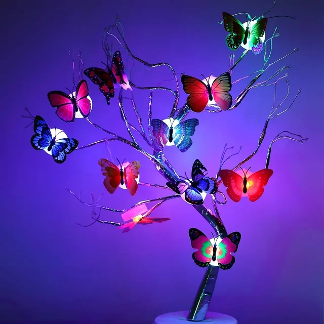 10 pièces 3D LED papillon décoration veilleuse autocollant simple et Double applique murale pour jardin arrière-cour pelouse fête fête Festive 6