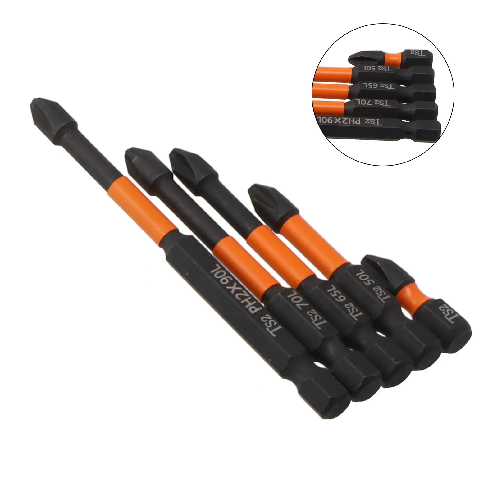 

Bit Set Screwdriver Bits 1/4Inch Hex 25mm 50mm 5pcs 65mm 70mm 90mm Alloy Steel Black Cross Impact Magnetic PH2