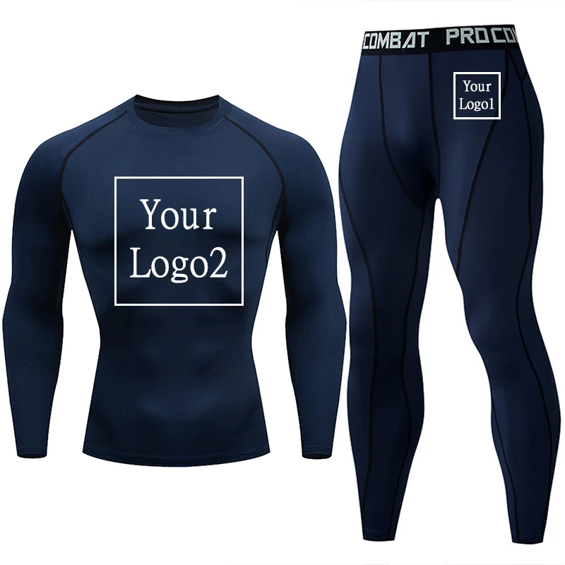 Men's Running Custom Logo Set Gym Jogging Compression Fitness  Male Quick dry Track suit