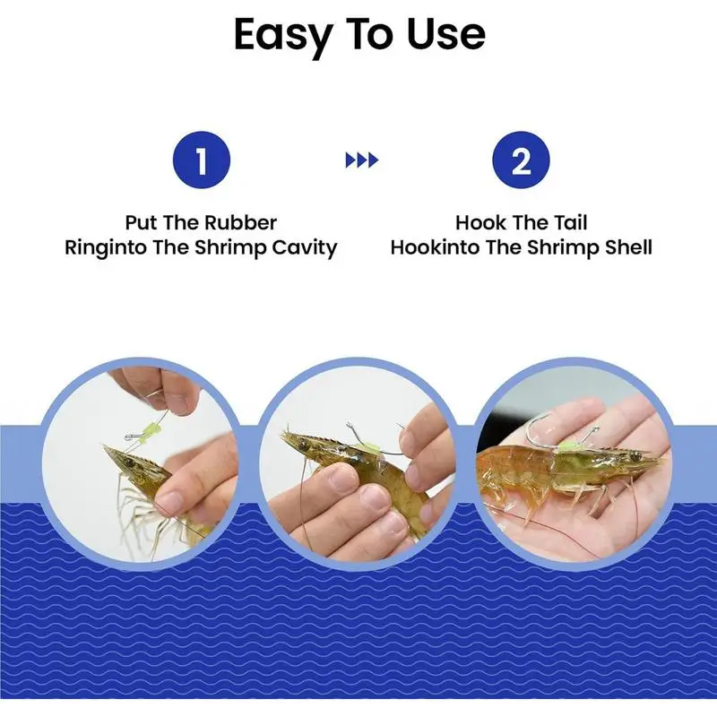 Shrimp Walker Luminous Baitholder Set of 10 Barbed & Perforated Carbon Steel Fishing Hooks for Carrying Live Shrimp Lures