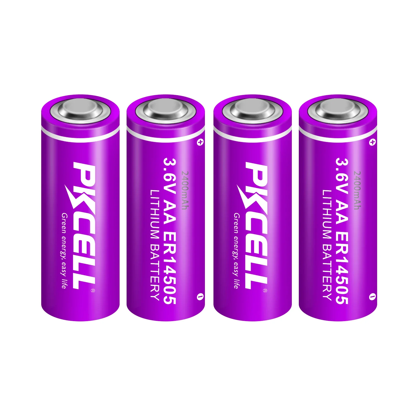 PKCELL 4Pack 2400mAh ER14505H 3.6V Lithium Battery 3.6V AA Lithium Non-Rechargeable Battery for Alarm Systems Tracking Devices