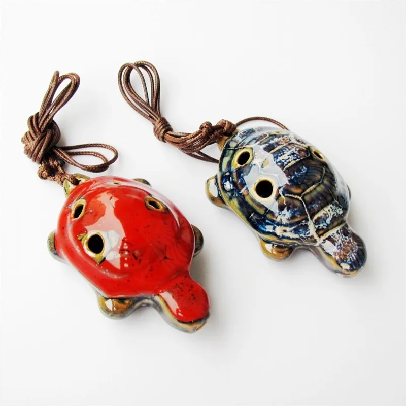 6 Hole Alto Ocarina Cartoon Tortoise Wind Orff Musical Instrument Flute Ceramic Flauta With Lanyard For Childen Student Beginner