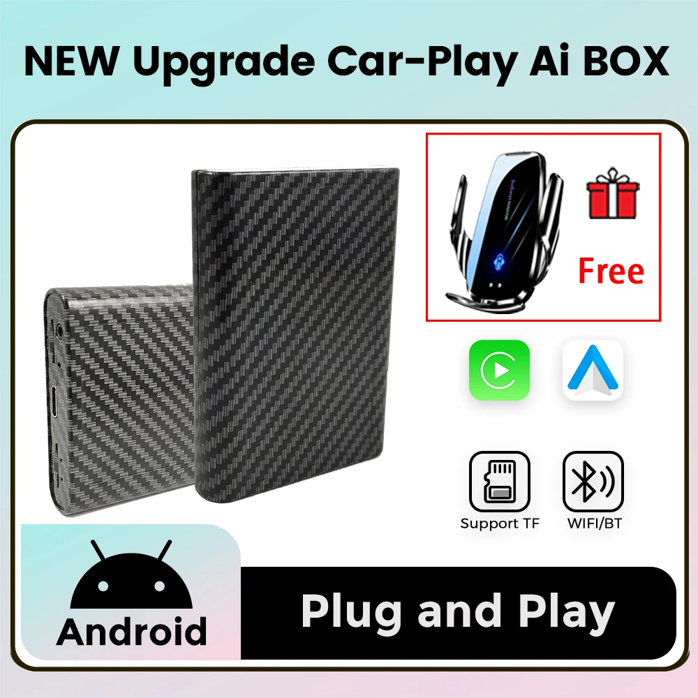 Фото Универсальный CarPlay Ai Box Android 10.0, беспроводной Android Auto для потоковой передачи музыки, аксессуары №1