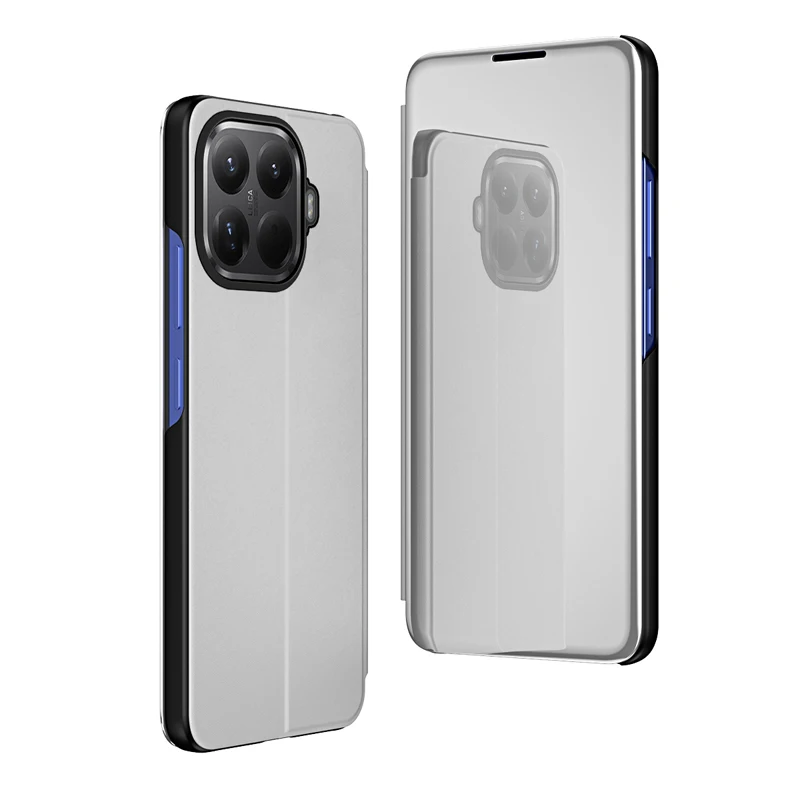 Luxury Mirror Flip Stand Case with PU Leather and Camera Protection