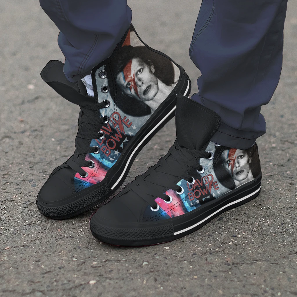 David Rock Star Singer Sneaker Classic Anti-slip High Top Round Toe Mens Shoes Custom Design Portable Lace Up Кроссовки New